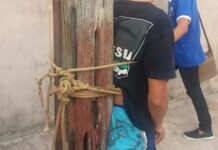 Bom Jesus da Lapa – Moradores amarram ladrão em poste até a chegada da polícia na zona rural do município.